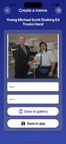 Screenshot of the Meme It! app showcasing options for Singleplayer and Multiplayer modes.