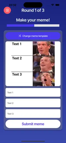 Screenshot of the Meme It! app showcasing options for Singleplayer and Multiplayer modes.